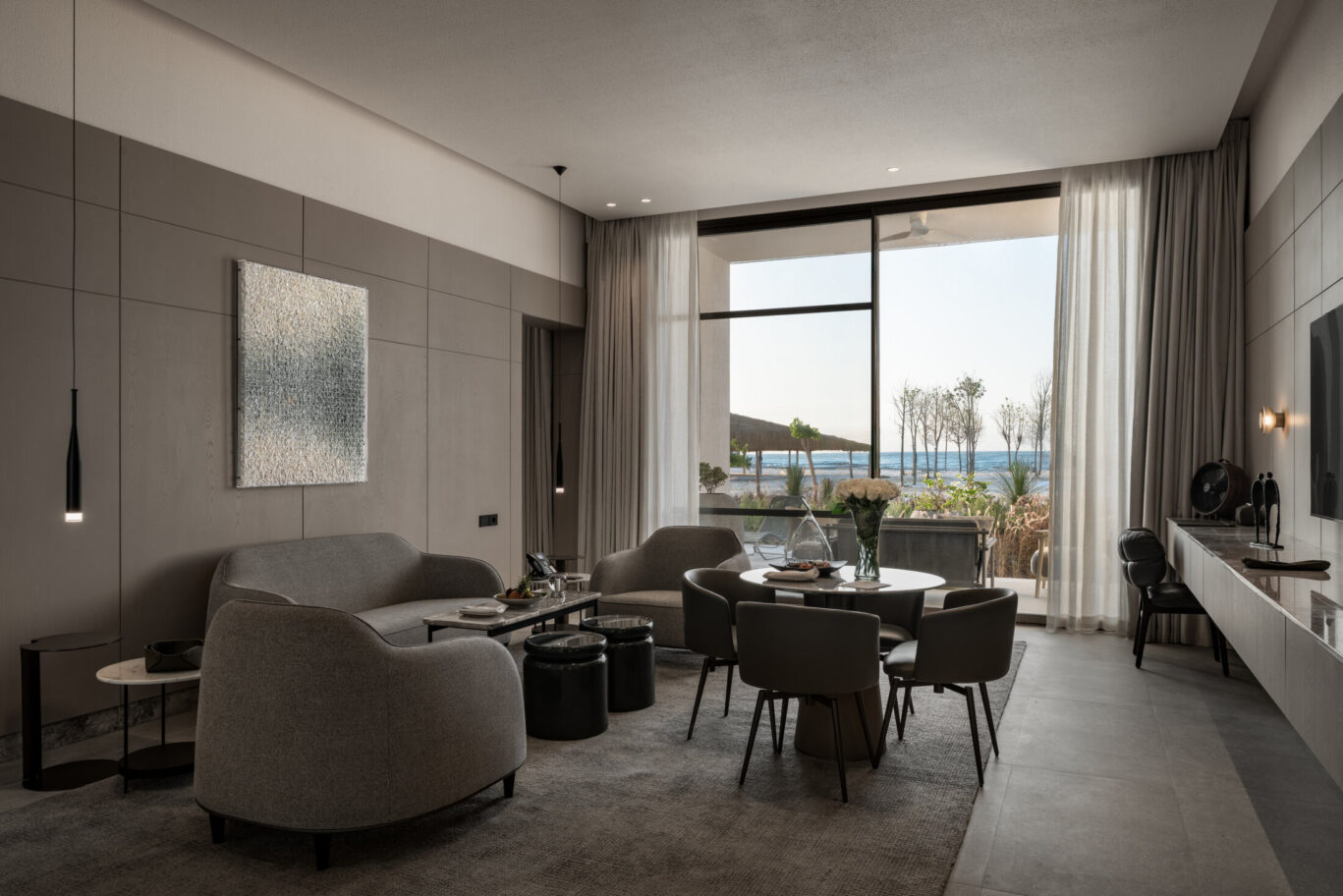 The setting is tranquil yet connected deeply rooted in the spirit of the hotel while allowing for personal retreat.