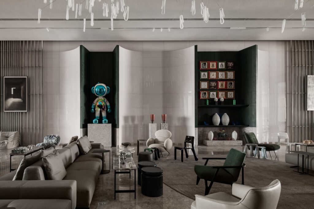 Custom scent diffusers and soft lighting design (day-to-night transitions) are installed throughout common areas.