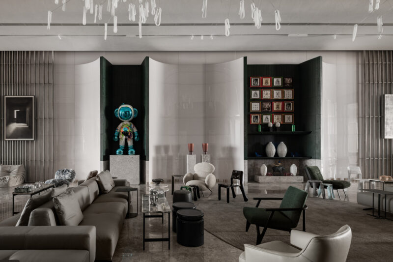 Custom scent diffusers and soft lighting design (day-to-night transitions) are installed throughout common areas.